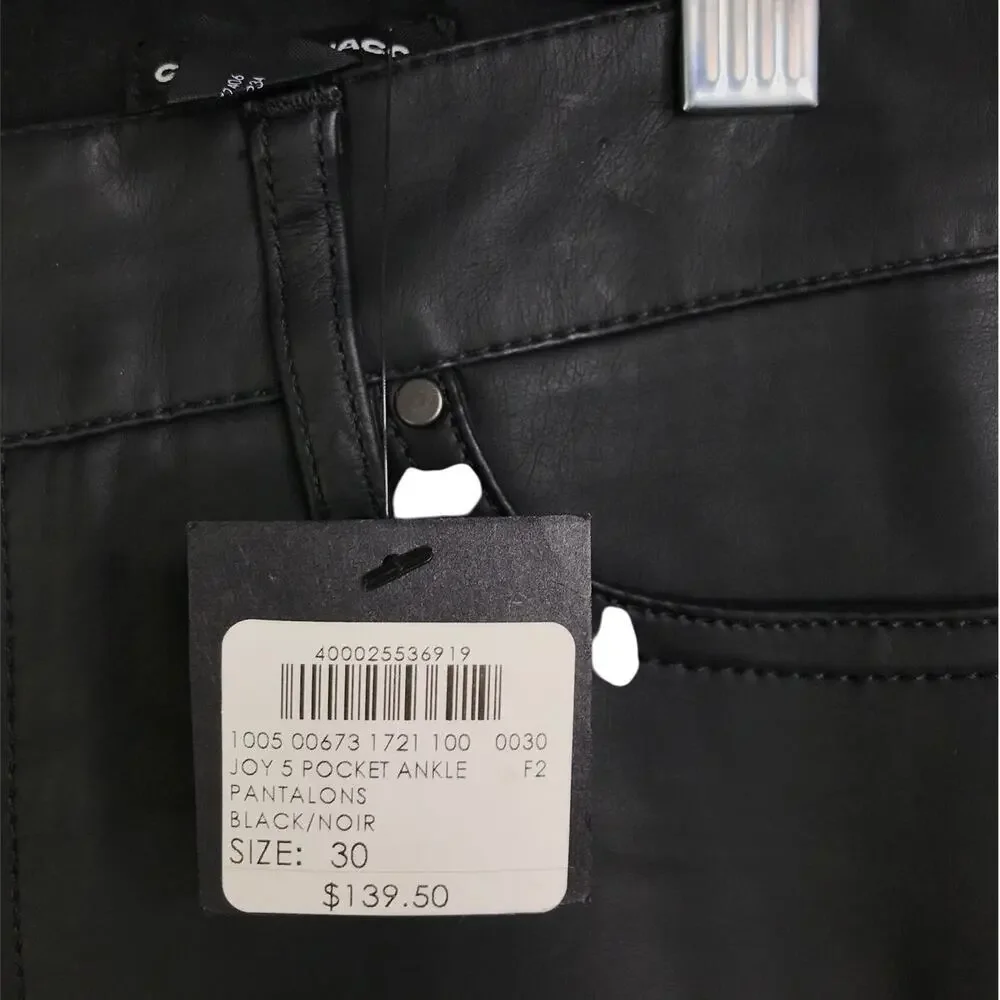 Club Monaco Leather Pants Womens Size 30 Black Joy 5‎ Pocket Ankle Zip Ankle NWT